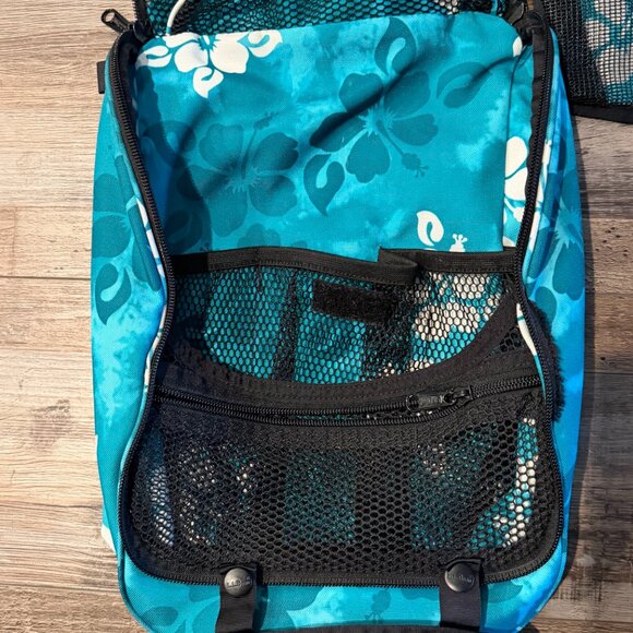 LL Bean Toiletry Bag Travel Hanging Bathroom Organizer Teal Blue Floral Aloha - Picture 9 of 9